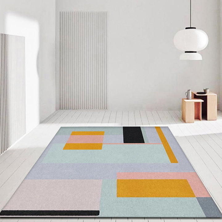 Multi-Colors Parlor Rug Novelty Color Box Rug Polyester Machine Washable Non-Slip Back Rug | Bowlift