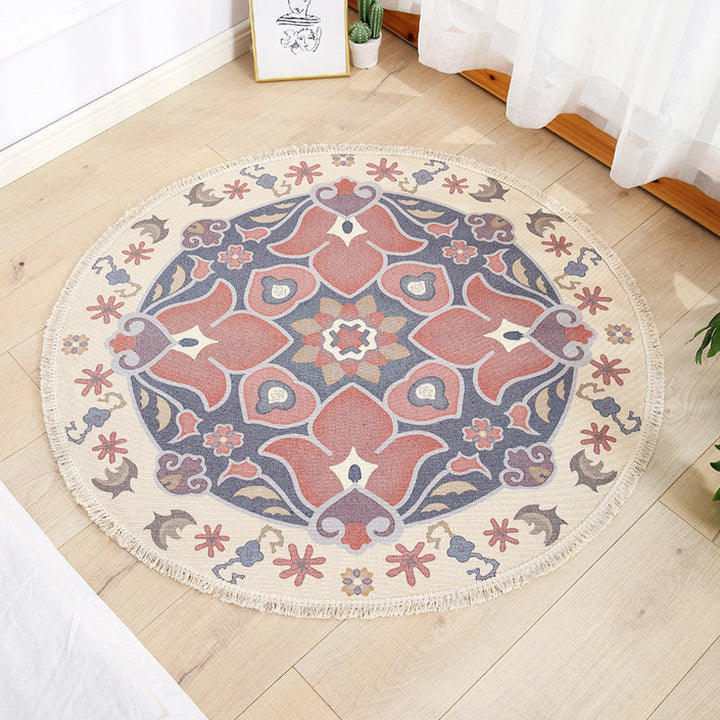Multi Color Parlour Rug Moroccan Tribal Flower Pattern Rug Flax Washable Non-Slip Back Pet Friendly Area Rug | Bowlift