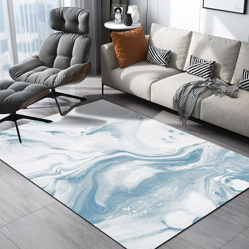 BowLift | Modernist Decorative Carpet Blue Watercolor Pattern Carpet Polypropylene Washable Non-Slip Pet-Friendly Carpet