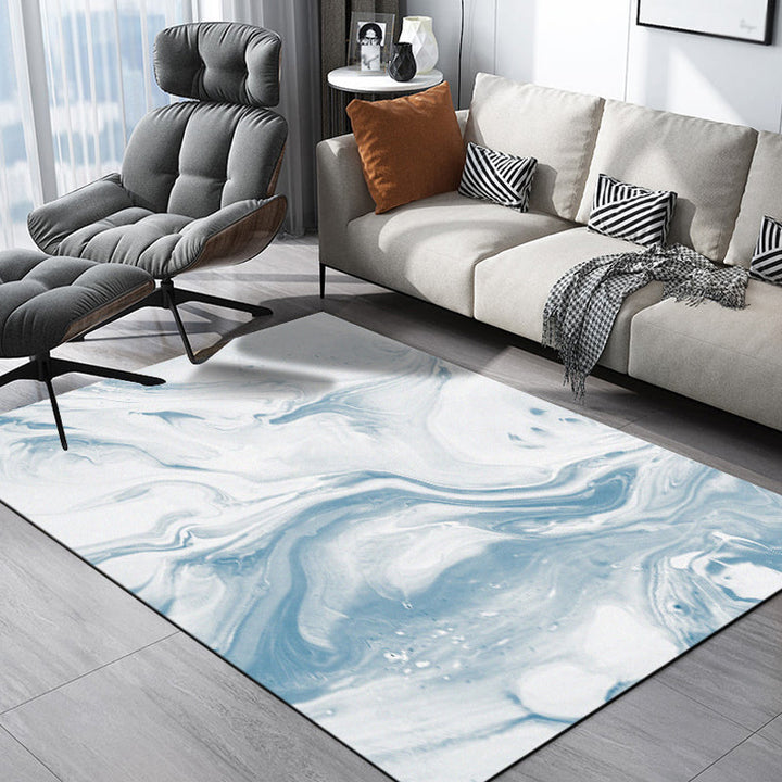 BowLift | Modernist Decorative Carpet Blue Watercolor Pattern Carpet Polypropylene Washable Non-Slip Pet-Friendly Carpet