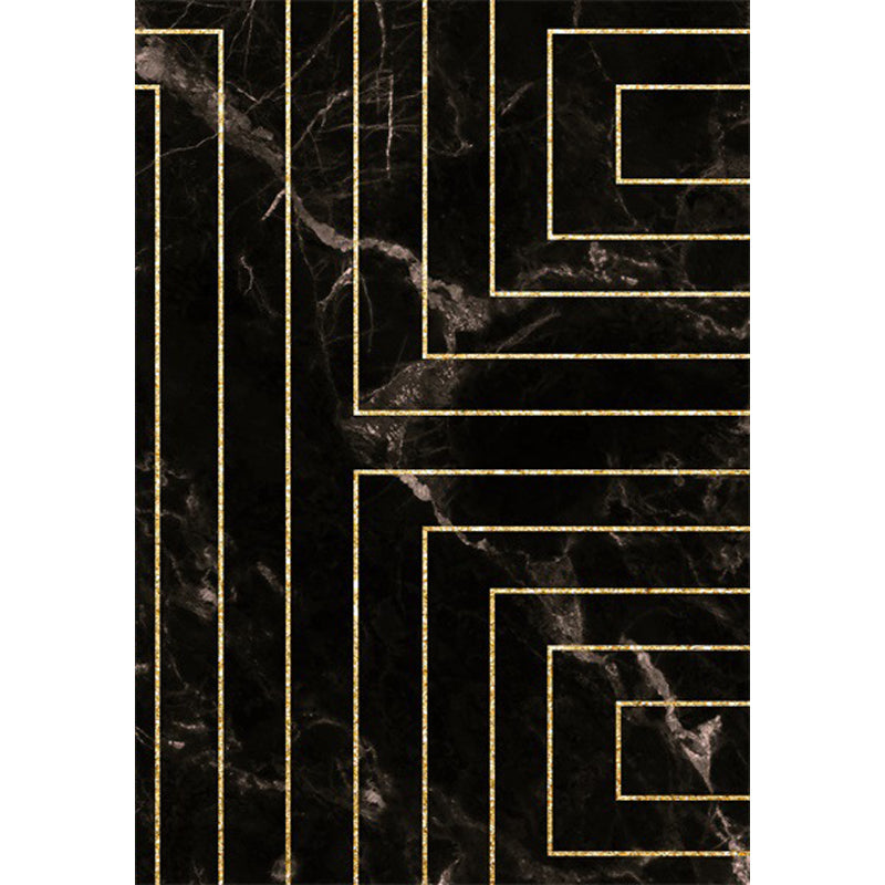 Black marble surface pattern carpet with stripes Polyester modern carpet washable non-slip backing carpet for decoration | Bowlift