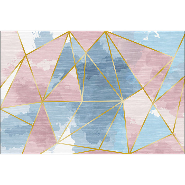 Blue geometric pattern rug polyester modern rug washable non-slip pet-friendly rug for the living room | Bowlift