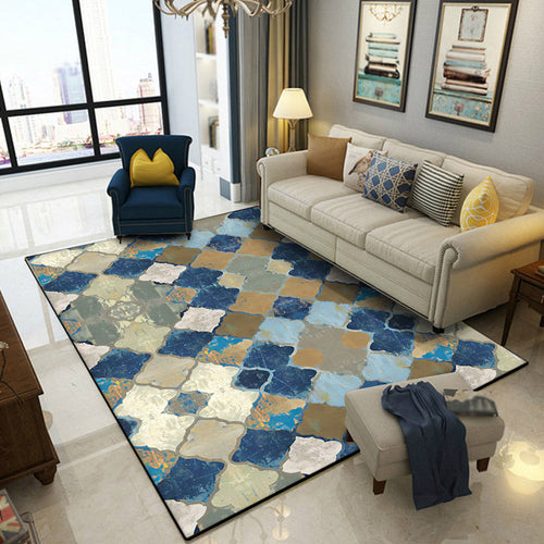 BowLift | Multicolored Moroccan Carpet Polyester geometric ogee pattern carpet pet-friendly washable non-slip rug for the living room