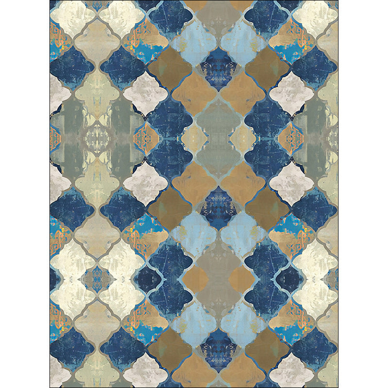 Multicolor Moroccan carpet polyester geometric ogee pattern rug pet-friendly washable non-slip rug for the living room | Bowlift