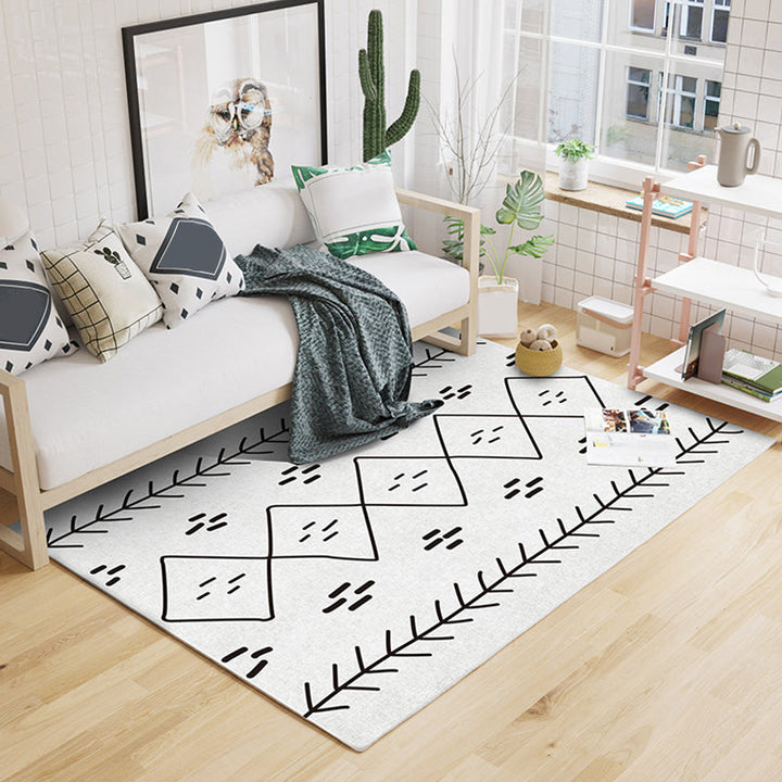BowLift | Light Gray Bedroom Rug Southwestern Tribal Geometric Pattern Rug Polypropylene Machine Washable Non-Slip Back Rug