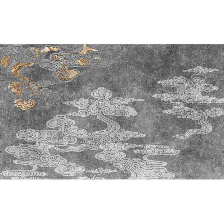 BowLift | Oriental living room carpet Gray clouds pattern carpet Synthetic Washable Non-slip Pet friendly carpet