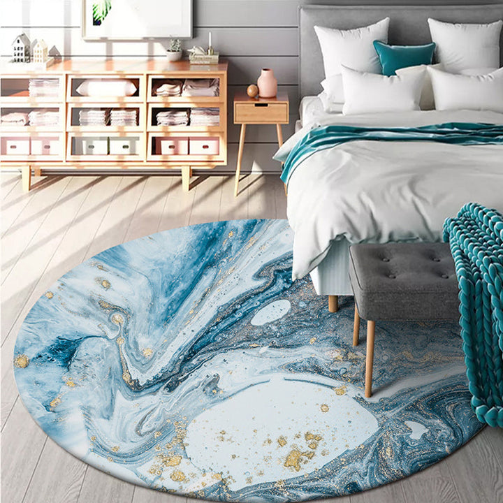 BowLift | Simple Abstract Area Rug Green and Blue Modernist Carpet Polyester Non-Slip Pet-Friendly Washable Rug for the Living Room