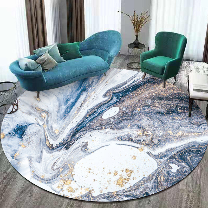 BowLift | Simple Abstract Area Rug Green and Blue Modernist Carpet Polyester Non-Slip Pet-Friendly Washable Rug for the Living Room