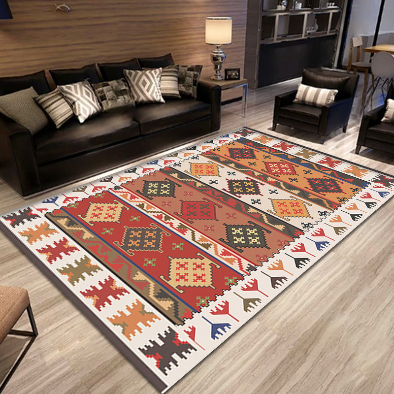 BowLift | Southwestern Tribal Pattern Carpet Multicolor Polyester Carpet Non-Slip Background Pet-Friendly Washable Carpet for Home