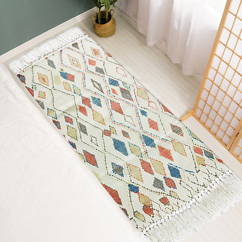 BowLift | Multicolor Tribal Pattern Rug Cotton Southwestern Rug Washable Non-Slip Pet-Friendly Rug for the Living Room