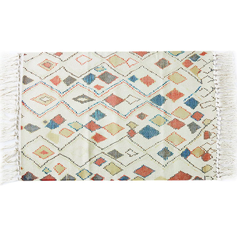 BowLift | Multicolor Tribal Pattern Rug Cotton Southwestern Rug Washable Non-Slip Pet-Friendly Rug for the Living Room