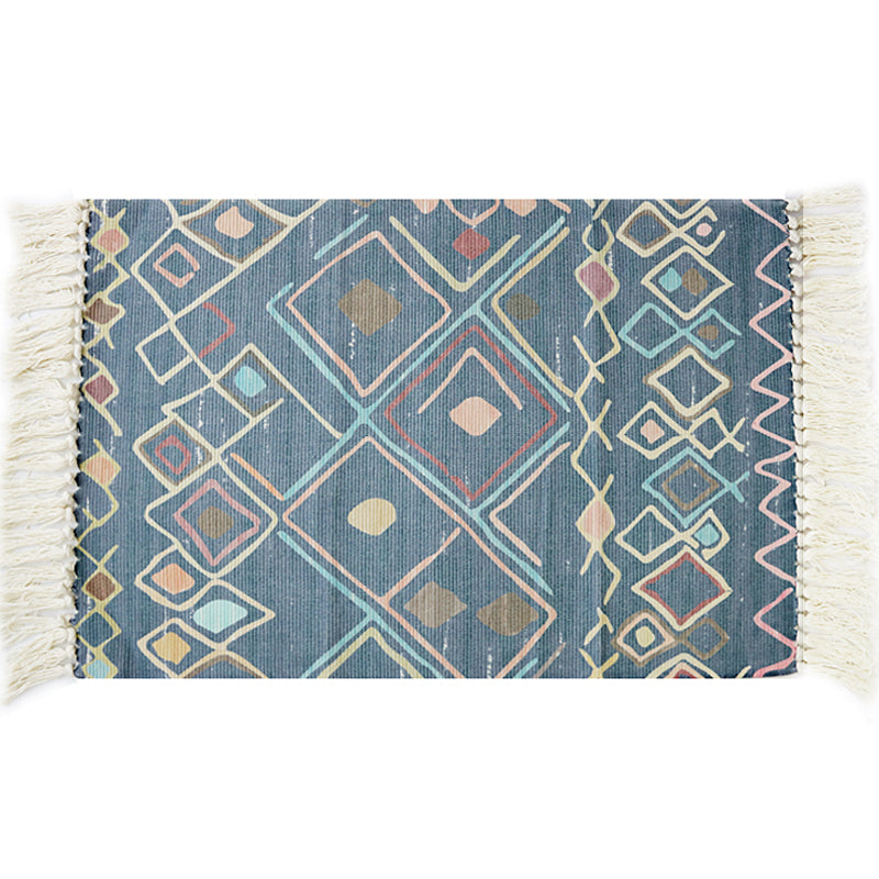 BowLift | Multicolor Tribal Pattern Rug Cotton Southwestern Rug Washable Non-Slip Pet-Friendly Rug for the Living Room