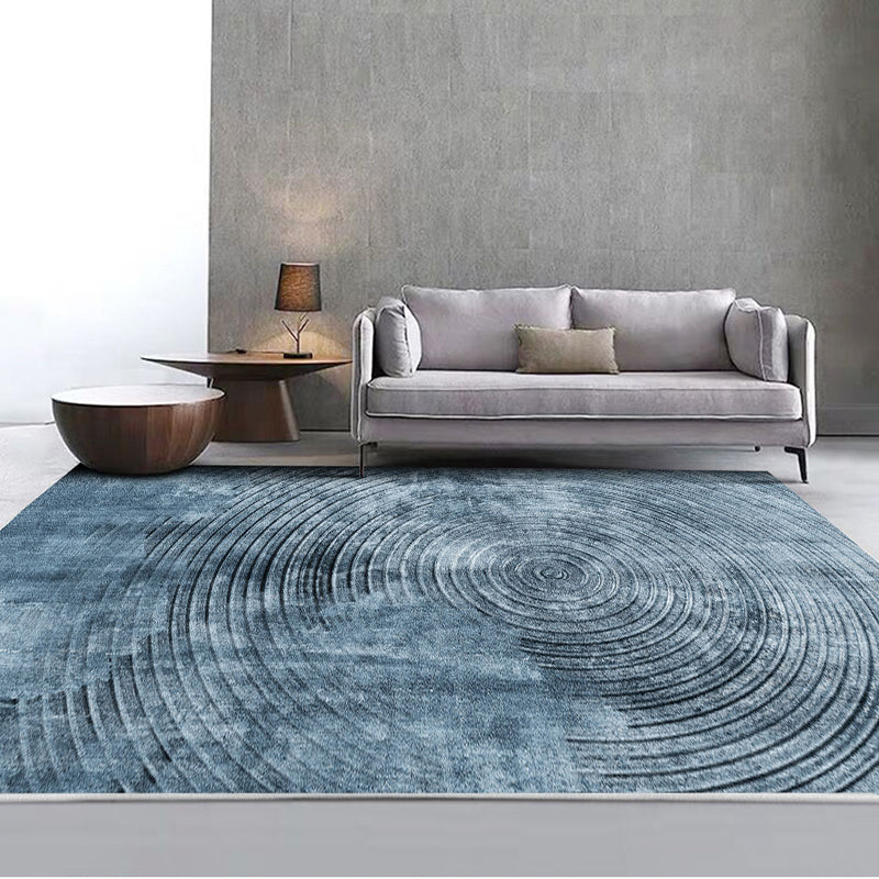 BowLift | Blue concentric circle pattern rug Synthetic industrial rug Washable Non-slip backing rug for decoration
