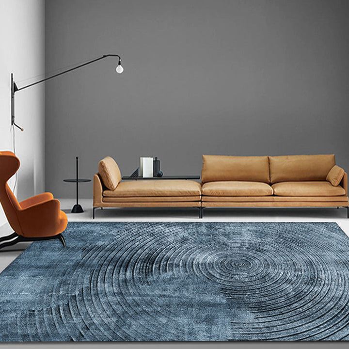 BowLift | Blue concentric circle pattern rug Synthetic industrial rug Washable Non-slip backing rug for decoration