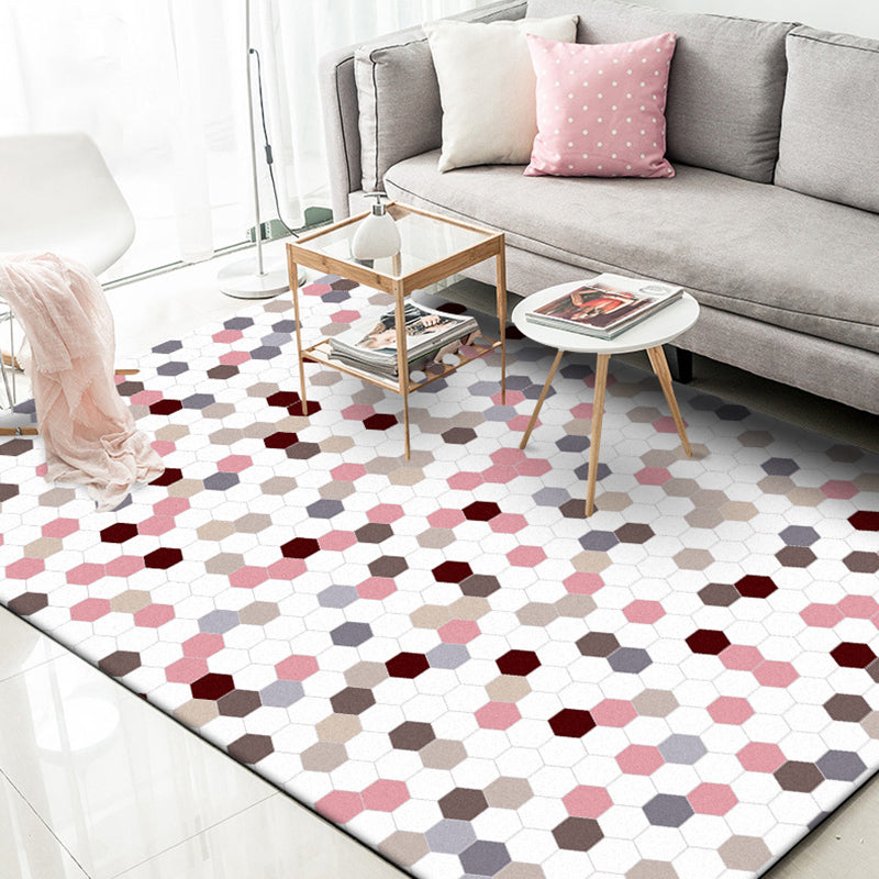 Multicolored bedroom carpet Modernist geometric pattern carpet Polyester anti-slip backing washable carpet | Bowlift