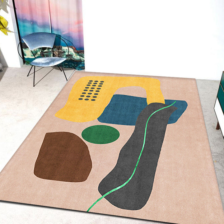 BowLift | Novelty Home Rug Multi Colors Abstract Carpet Polyester Washable Anti-slip Pet Friendly Rug