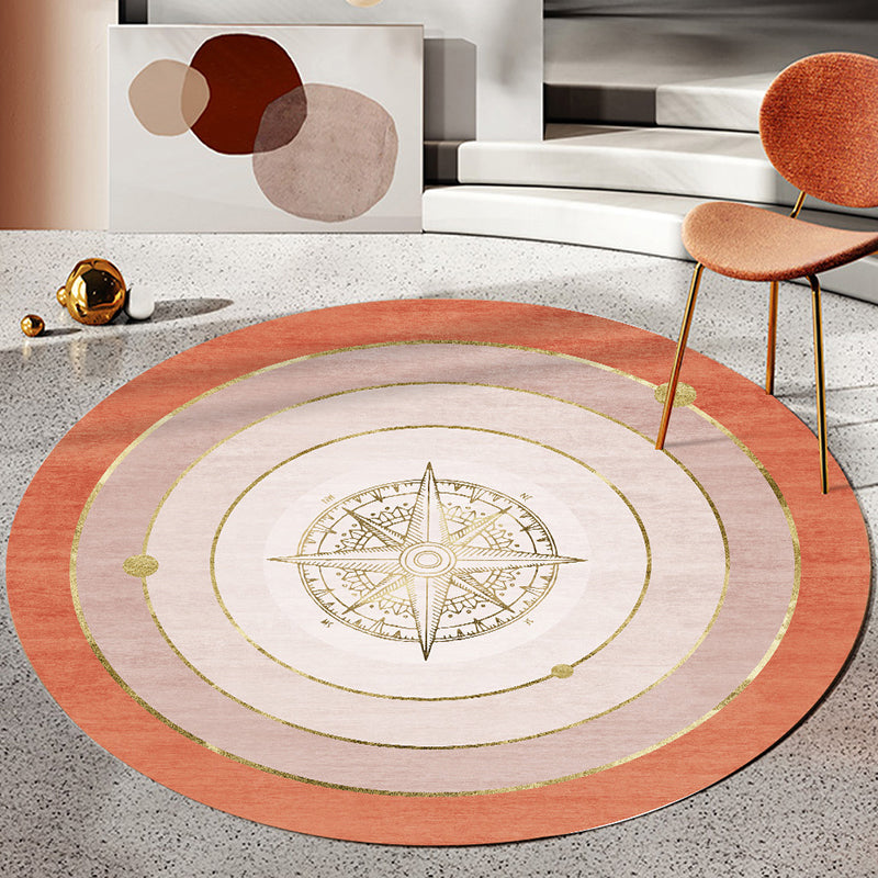 Modern concentric circle pattern rug Orange and Red Polyester rug Non-slip Pet-friendly Washable rug for bedroom | Bowlift