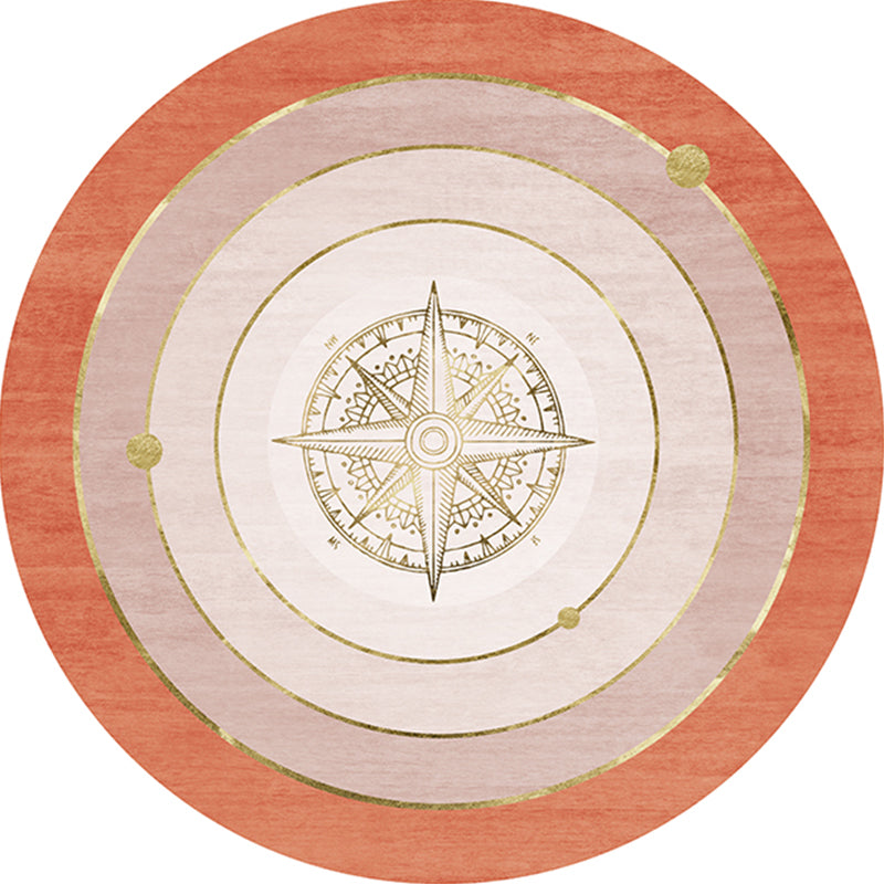 Modern concentric circle pattern rug Orange and Red Polyester rug Non-slip Pet-friendly Washable rug for bedroom | Bowlift