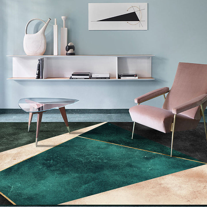 BowLift | Nordic Parlor Rug Green Geometric Pattern Rug Polypropylene Washable Non-slip Pet-friendly Rug