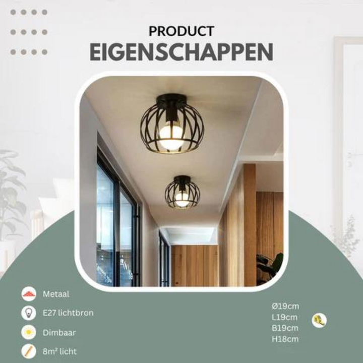 BowLift | Trendy Industrial Ceiling Lamp with Open Design - ForgeLight