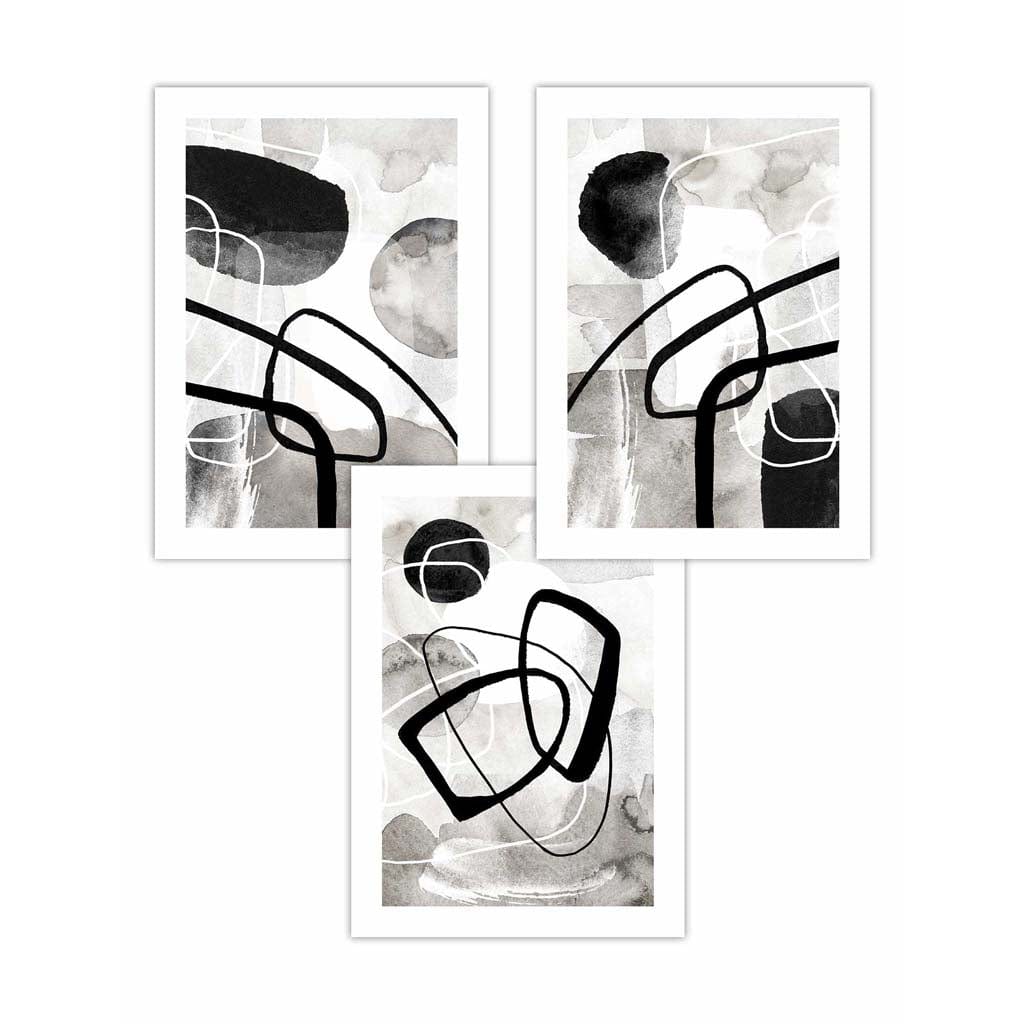 Abstract Black and Gray Shapes Wall Art Prints | Bowlift