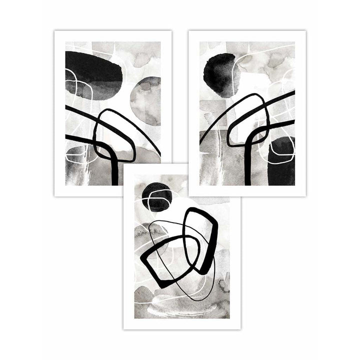 Abstract Black and Gray Shapes Wall Art Prints | Bowlift