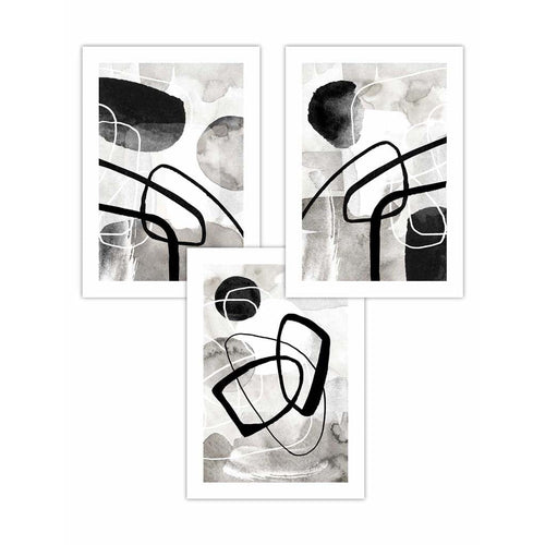 Abstract Black and Gray Shapes Wall Art Prints | Bowlift