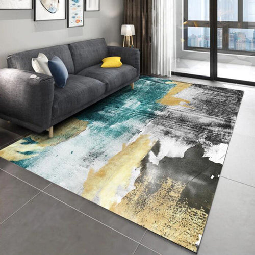 BowLift | Multi Color Industrial Carpet Polyester Abstract Pattern Carpet Pet Friendly Non-Slip Area Rug for Living Room