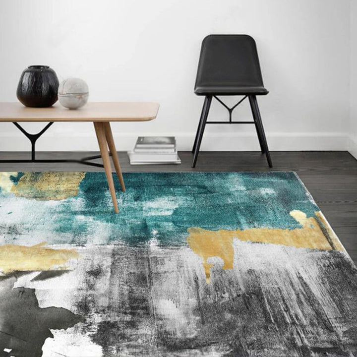 BowLift | Multi Color Industrial Carpet Polyester Abstract Pattern Carpet Pet Friendly Non-Slip Area Rug for Living Room