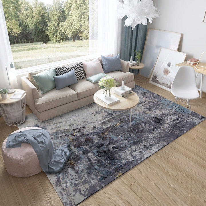 BowLift | Industrial Living Room Rug Black Abstract Indoor Carpet Polyester Non-Slip Washable Pet-Friendly Rug