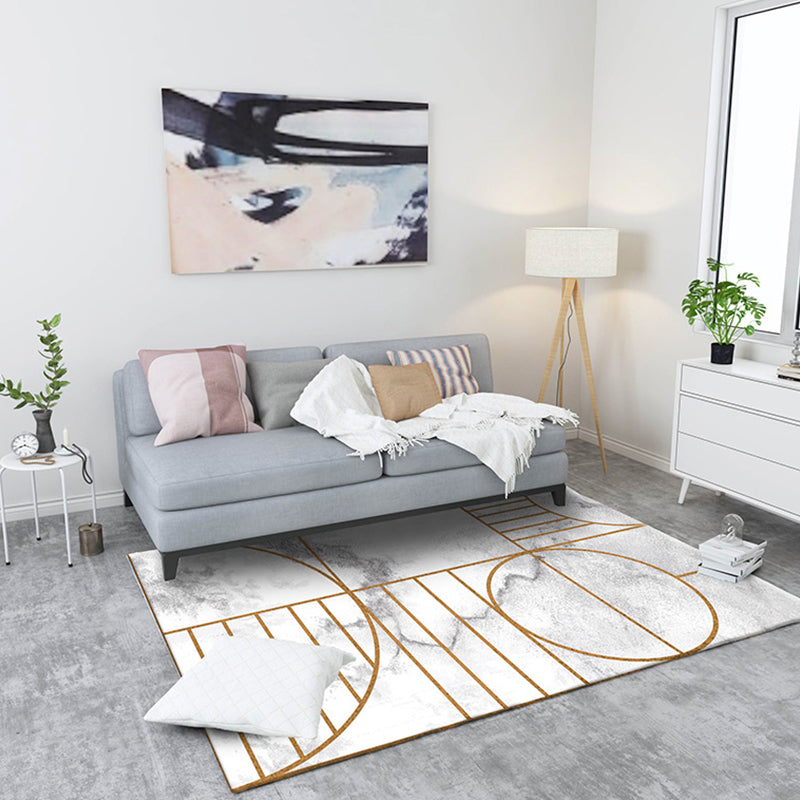 Marble Geometry Pattern Carpet Polyester Modernist Carpet Washable Non-Slip Backing Carpet for Living Room | Bowlift
