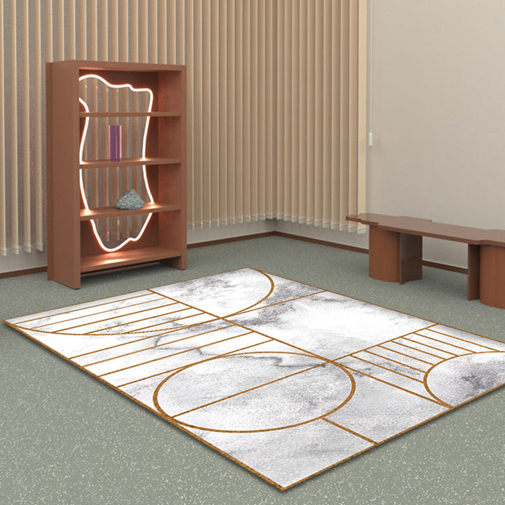 Marble Geometry Pattern Carpet Polyester Modernist Carpet Washable Non-Slip Backing Carpet for Living Room | Bowlift