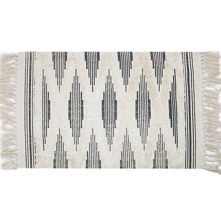 BowLift | Yellow and gray bedroom carpet southwestern striped pattern carpet cotton non-slip backing washable area rug