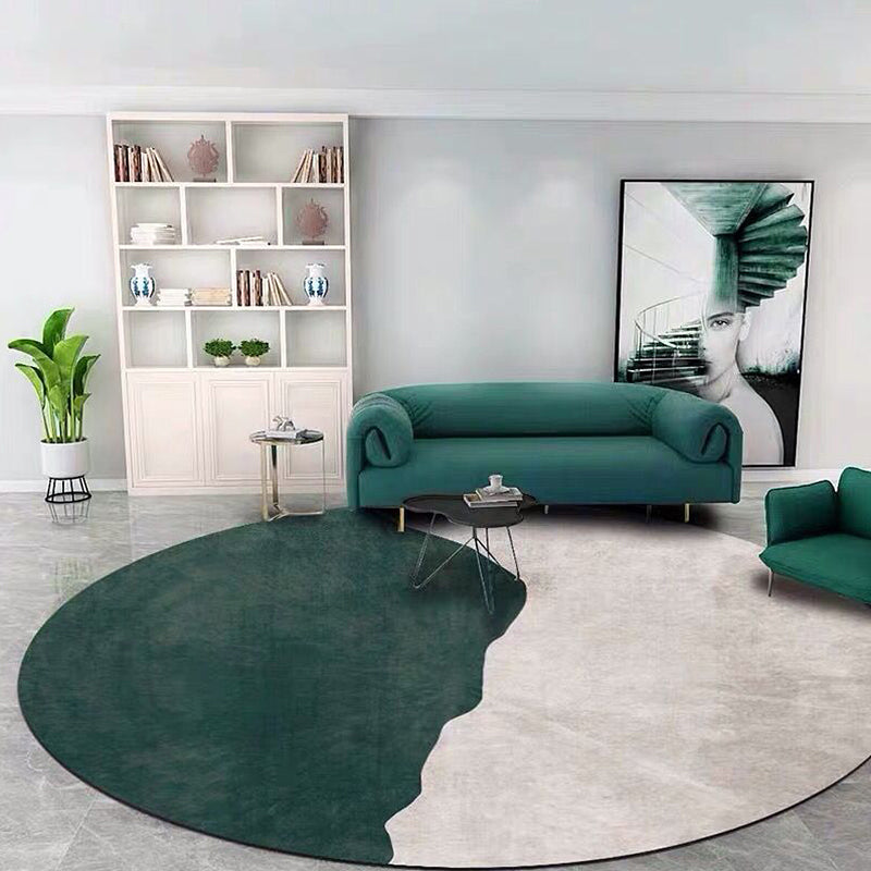 Green abstract rug polyester modernist rug washable with non-slip backing rug for the bedroom | Bowlift