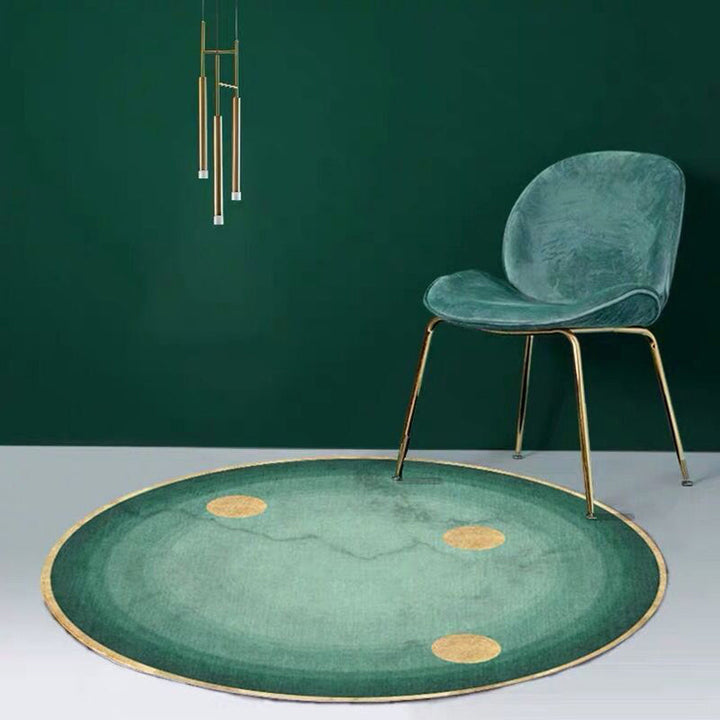 Green abstract rug polyester modernist rug washable with non-slip backing rug for the bedroom | Bowlift
