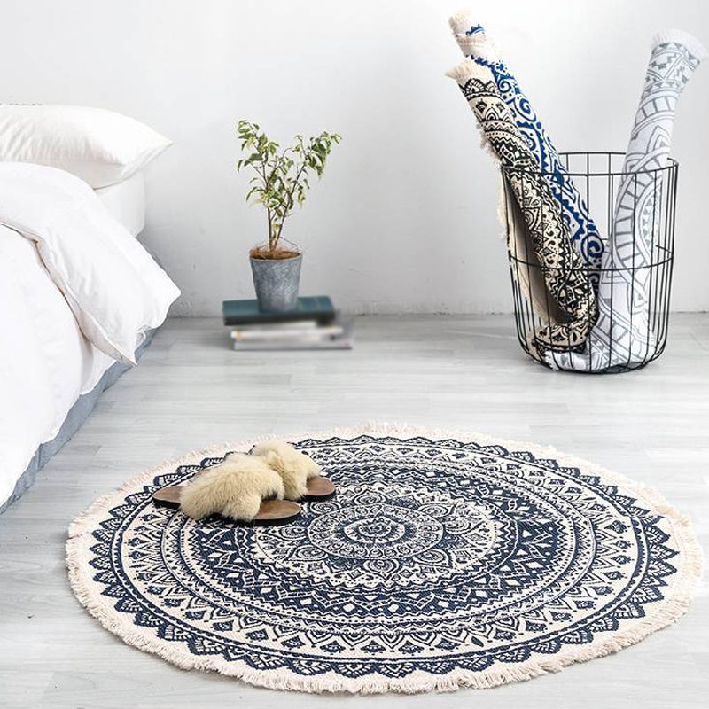 BowLift | Moroccan tribal floral pattern rug multicolor cotton rug non-slip pet-friendly washable rug for bedroom
