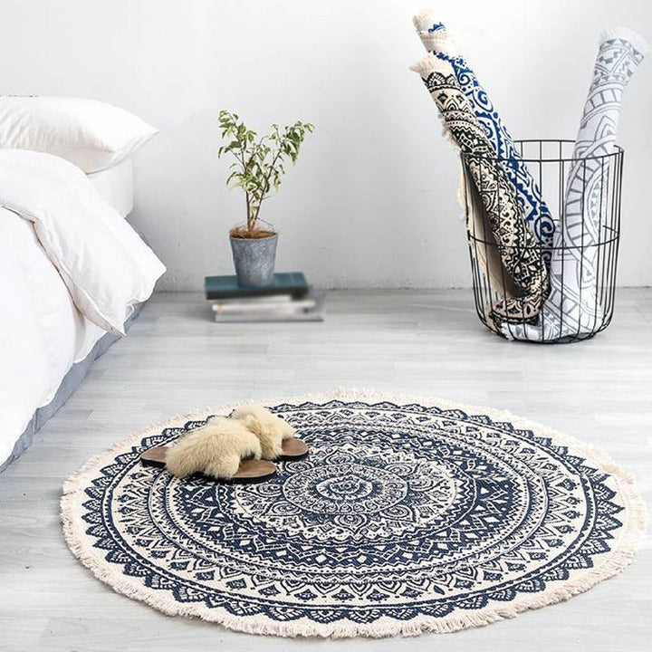 Moroccan tribal floral pattern rug Multicolored cotton rug Non-slip Pet-friendly Washable rug for the bedroom | Bowlift