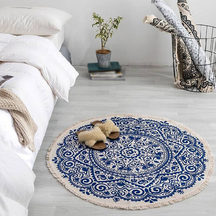 BowLift | Moroccan tribal floral pattern rug multicolor cotton rug non-slip pet-friendly washable rug for bedroom