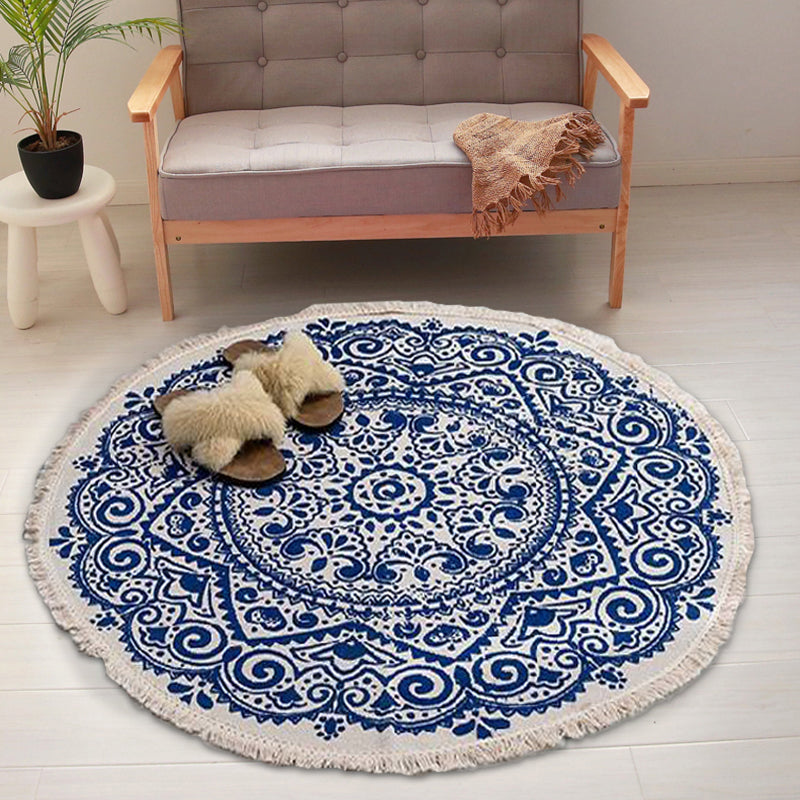Moroccan tribal floral pattern rug Multicolored cotton rug Non-slip Pet-friendly Washable rug for the bedroom | Bowlift