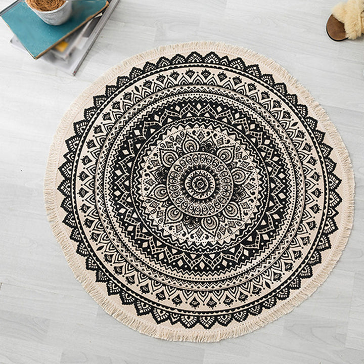 BowLift | Moroccan tribal floral pattern rug multicolor cotton rug non-slip pet-friendly washable rug for bedroom