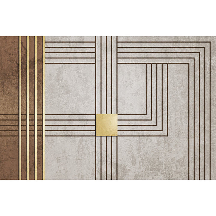 Gray and Camel Modern Rug Polyester Geometric and Stripe Pattern Rug Pet Friendly Washable Non-Slip Area Rug for the Living Room | Bowlift