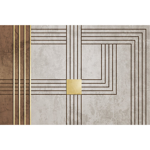 Gray and Camel Modern Rug Polyester Geometric and Stripe Pattern Rug Pet Friendly Washable Non-Slip Area Rug for the Living Room | Bowlift