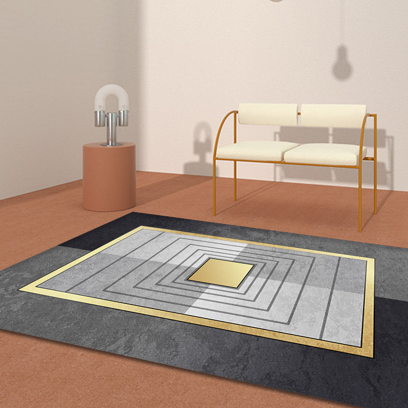 Gray and Camel Modern Rug Polyester Geometric and Stripe Pattern Rug Pet Friendly Washable Non-Slip Area Rug for the Living Room | Bowlift