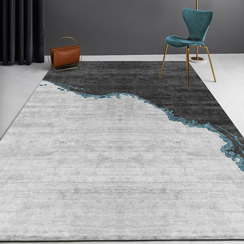 Modern abstract rug gray polyester rug non-slip back pet-friendly washable rug for the living room | Bowlift