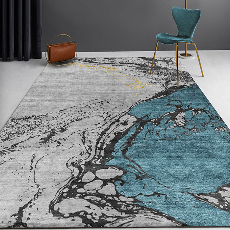 Modern abstract rug gray polyester rug non-slip back pet-friendly washable rug for the living room | Bowlift