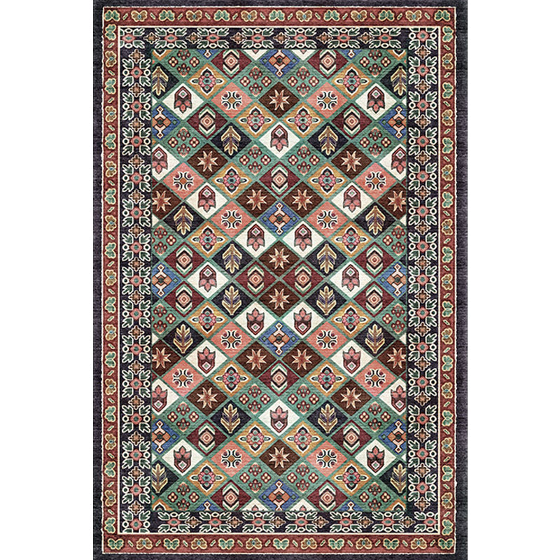 Moroccan Living Room Rug Brown Tribal Geometric Pattern Rug Polyester Washable Non-Slip Pet-Friendly Rug | Bowlift