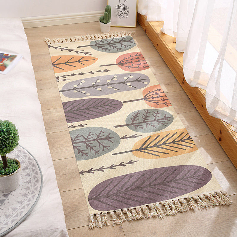 BowLift | Multicolored Floral Pattern Rug Cotton Modern Rug Pet Friendly Washable Non-Slip Area Rug for Living Room