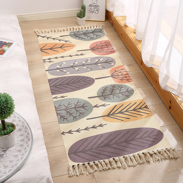 BowLift | Multicolored Floral Pattern Rug Cotton Modern Rug Pet Friendly Washable Non-Slip Area Rug for Living Room