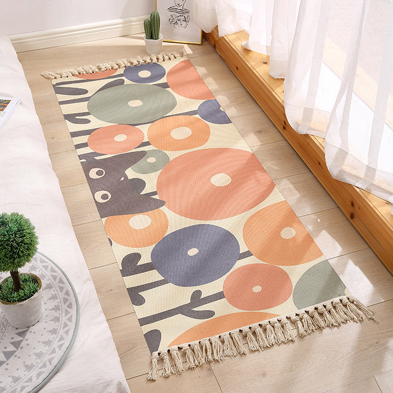 BowLift | Multicolored Floral Pattern Rug Cotton Modern Rug Pet Friendly Washable Non-Slip Area Rug for Living Room