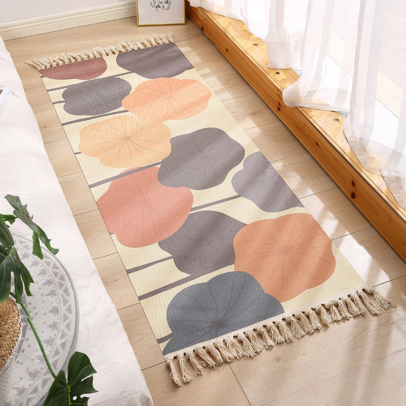 BowLift | Multicolored Floral Pattern Rug Cotton Modern Rug Pet Friendly Washable Non-Slip Area Rug for Living Room